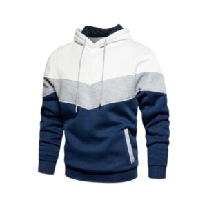 Mens Hoodies Pullover Color Block Fleece Long Sleeve Sweatshirt Tops